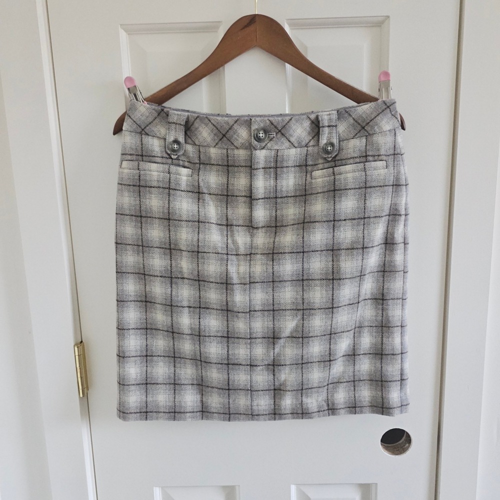 Eddie Bauer Gray Plaid Wool Blend Mini Skirt Womens 6 Lined Career Academia